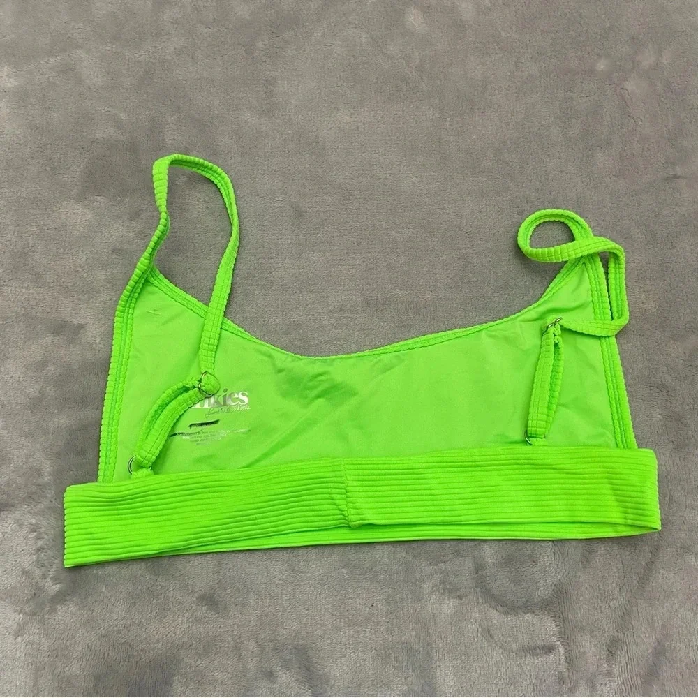 New! Frankie’s bikinis Gavin neon green ribbed bikini top 21549